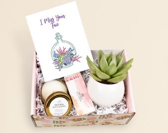 I Miss You Succulent Gift Box,  I Miss Your Face, Best Friend Gift Set,  Send a Gift , Care Package, Miss You Gift, Missing You Gift (XBL5)