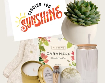 Sunshine Care Package, Mental Health Boost, Get Well Soon Basket Women, Sunshine Box, Just Because Gift, Thinking of You, Gift Box (XFA9)