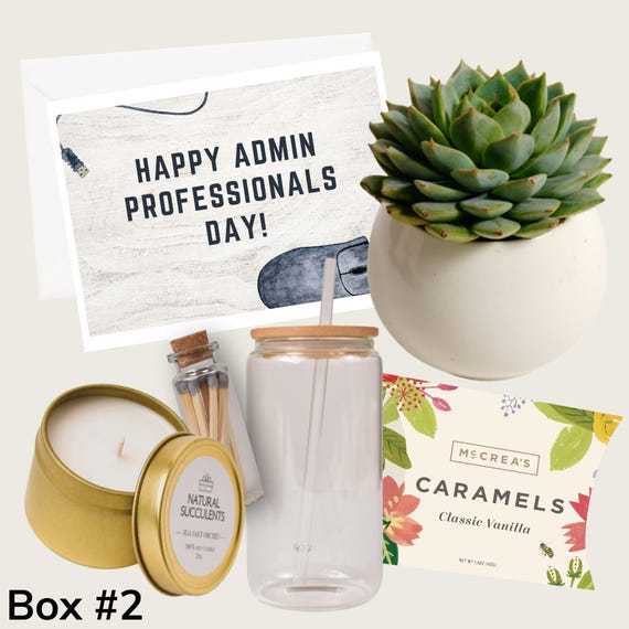 Gift for Admin Day - Administrative Professional Appreciation Succulent Gift Box - Corporate Gift Ideas - Secretary Appreciation Gift (XFO5)