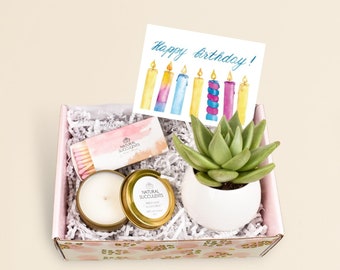 Happy Birthday Gift Box, Birthday Friendship Gift, Birthday Gift For Coworker, Succulent Birthday Gift Friend,  Birthday GiftI Ideas (XBS1)