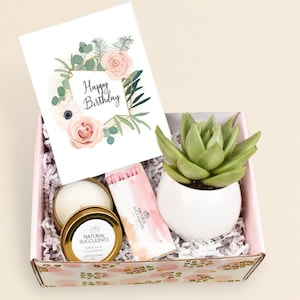 Birthday Gift for Her, Happy Birthday Box, Birthday Gifts, Succulent Gift  Box, Birthday Care Package for Her, Spa Gift, Soy Candle Gift 