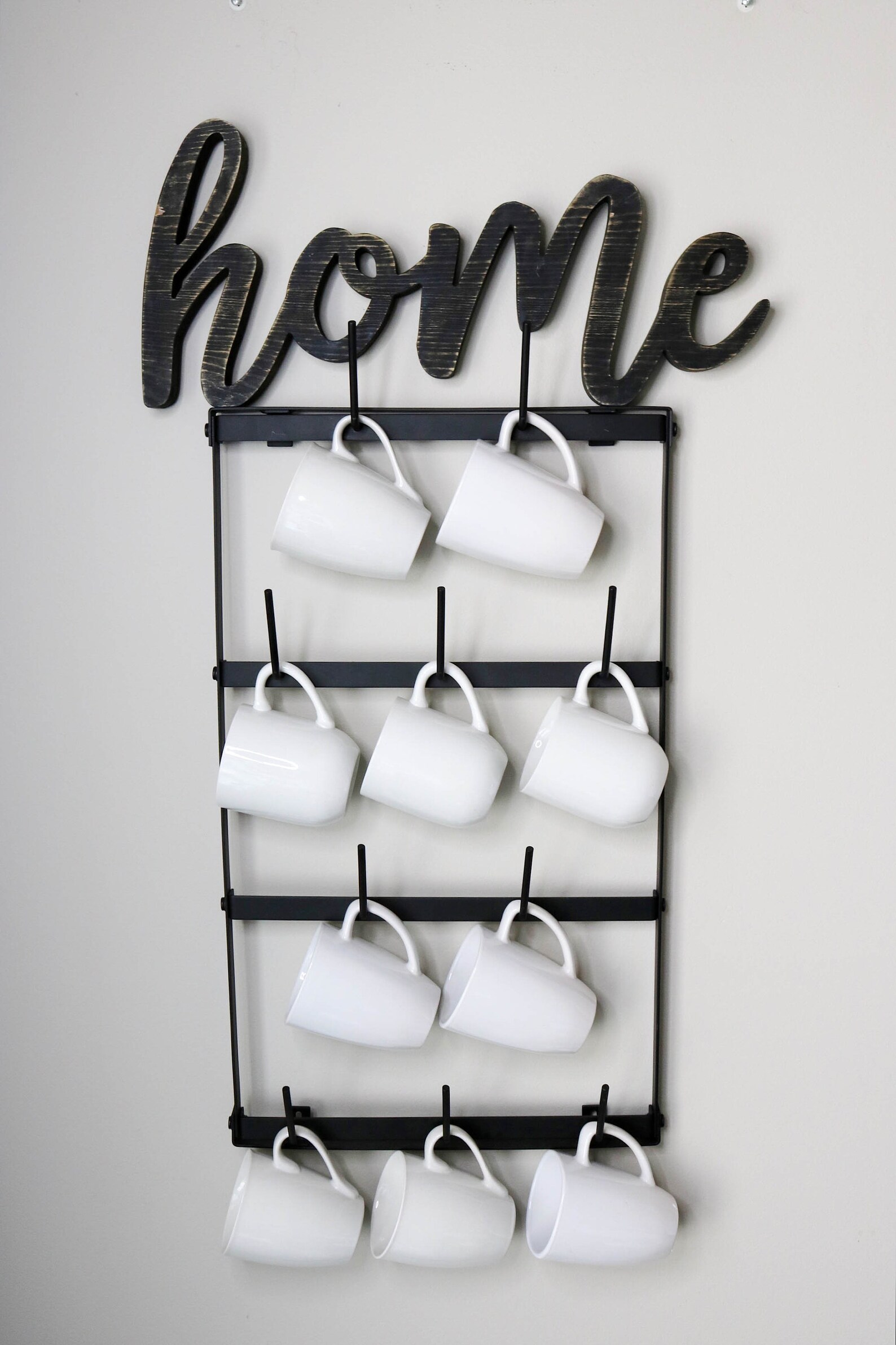 Mini Wall Mounted Mug Rack 4 Row Metal Storage Display Etsy