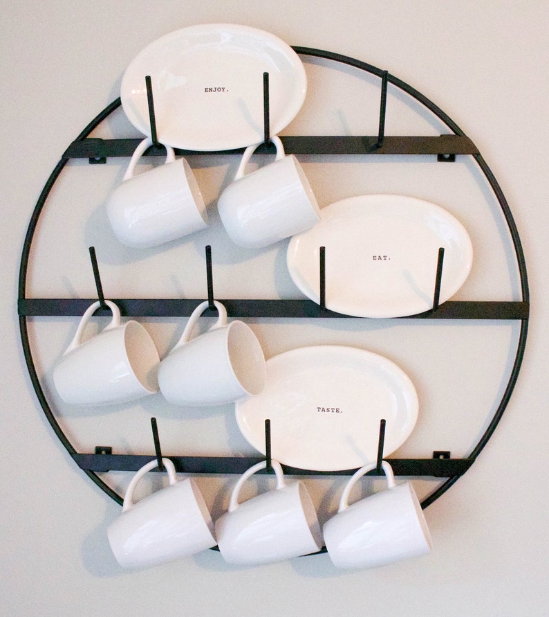 Round 3Tier Wall Mounted Mug Rack Metal Storage Display Etsy
