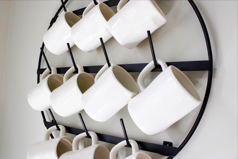 Round 3Tier Wall Mounted Mug Rack Metal Storage Display Etsy
