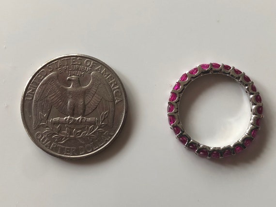 Ruby Eternity Ring in 14k Solid White  Gold - siz… - image 3