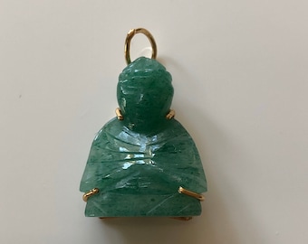 Carved Green Jade Buddha Figurine Charm