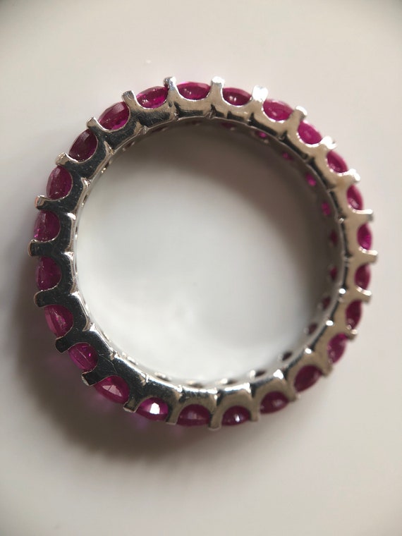 Ruby Eternity Ring in 14k Solid White  Gold - siz… - image 2