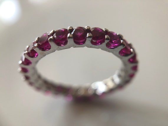 Ruby Eternity Ring in 14k Solid White  Gold - siz… - image 1