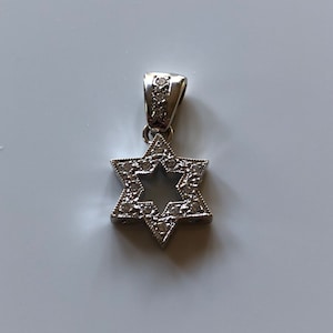 Diamond and 14k White Gold Star of David pendant