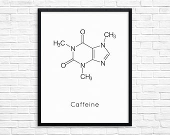 Instant Download Caffeine Molecule Coffeine Printable Chemistry Wall Art Science Gift Digital Download Chemistry Art Downloadable Prints 1