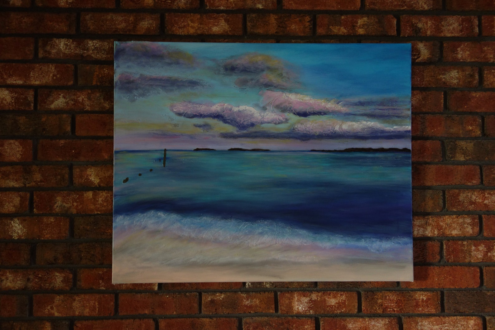 Large Abstract Beach Painting 30x24, Original Art, Living Room Art