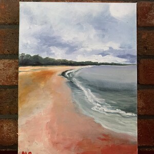 DAY DREAMS  9x12.5  acrylic on gallery wrapped deep canvas. Colorful afternoon beach scene