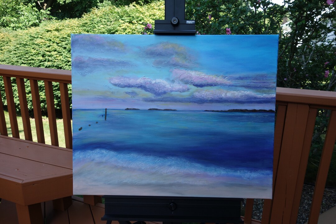 Large Abstract Beach Painting 30x24, Original Art, Living Room Art