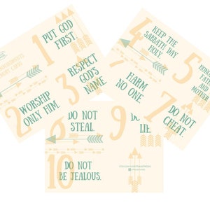 Ten Commandments Flash Cards Homeschool Sunday School Baby Shower Gift