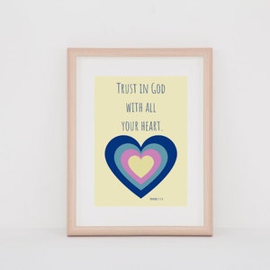 Spreuken 3:5-6 afdrukbaar, 5 x 7, "Vertrouw op God met heel je hart"