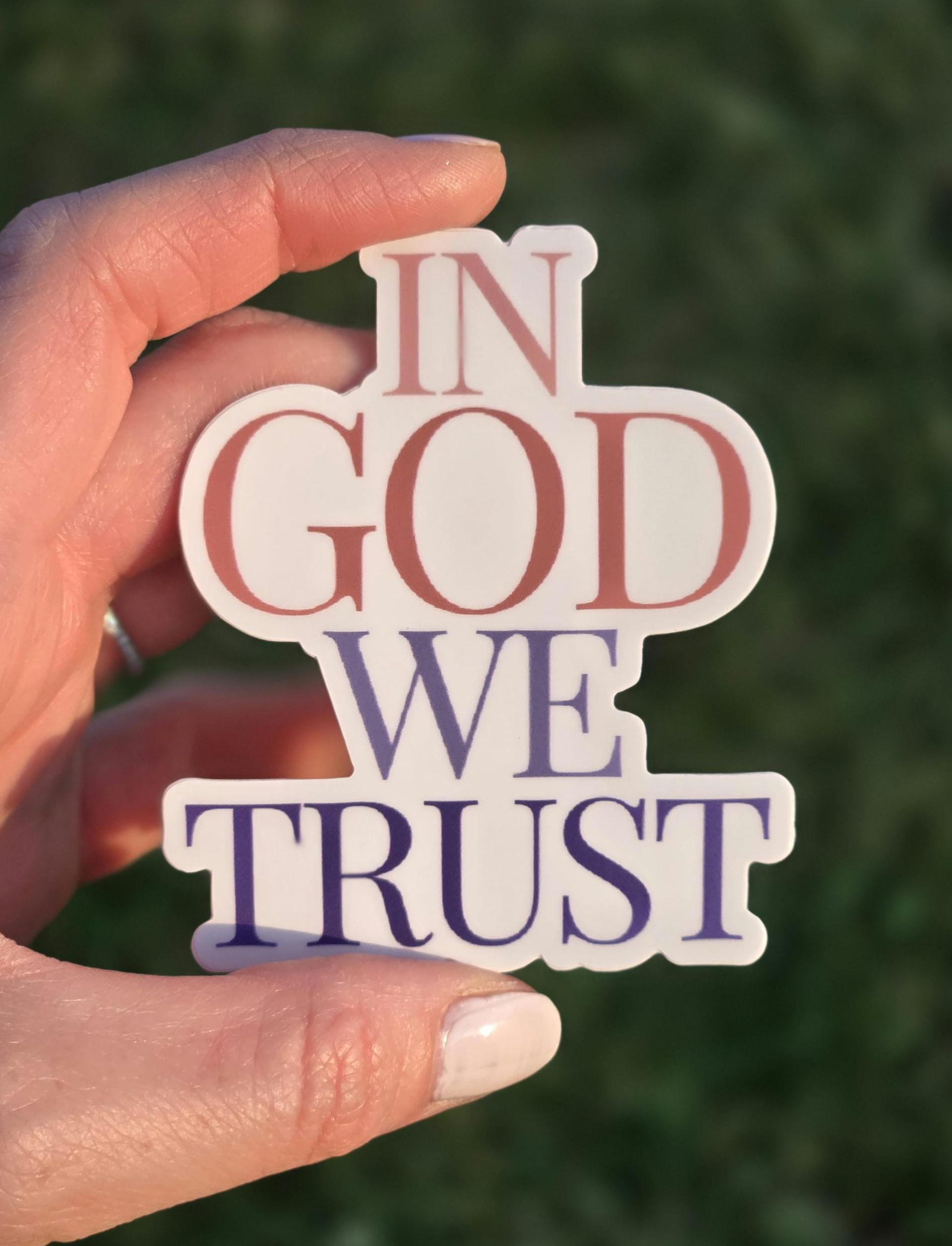 thumbnail image 2 of In God We Trust Script Decal – Windshield Sticker For Car Or Truck – Christian Faith Vinyl 2 of 5