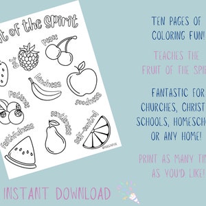 Coloring Pages Fruit of the Spirit Coloring Pages Sunday School Activity Homeschool Religion Class Coloring Sheets