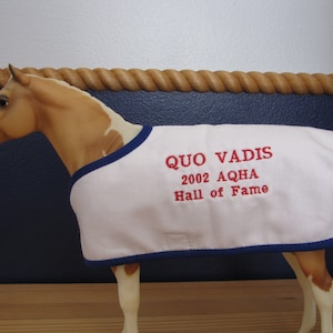 QUO VADIS embroidered blanket for Breyer aqha quarter horse qh hall of fame hof mare horse custom made ooak