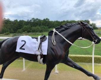 2 #2 number two Thoroughbred TB  race horse racehorse race cloth back number for Breyer and Peter Stone model horse horses LSQ