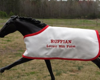 RUFFIAN famous Thoroughbred race racehorse horse CM embroidered blanket Breyer