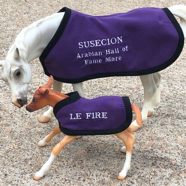 SUSECION & LE FIRE set embroidered blanket for Breyer Arabian hall of fame hof mare foal horse champion model horse colt filly broodmare