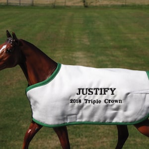 JUSTIFY Triple Crown thoroughbred TB embroidered blanket for Breyer model horse