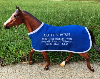 CODY&#39;S WISH codys embroidered blanket for Breyer Godolphin racing thoroughbred tb race model horse Secretariat Vox Pupuli Award winner