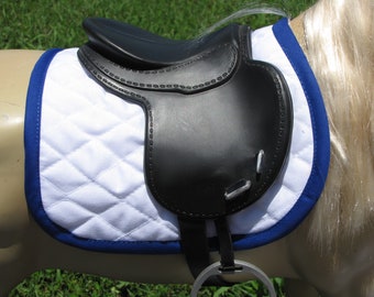 Manta para silla de montar azul real multiusos para salto, doma clásica y caza para American Girl Battat, juguete de caballo, poni, muñeca, nuestra generación verdaderamente yo Mi vida como AG