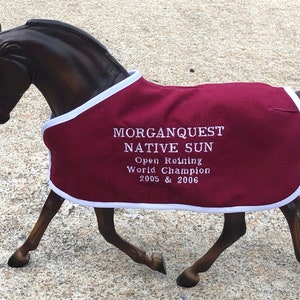 MORGANQUEST NATIVE SUN embroidered blanket for famous reining world champion Breyer Morgan stallion horse toy horses pony western