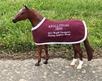 APOLLITICAL JESS embroidered blanket for traditional Breyer racing Quarter Horse qh aqha race model horse world champion stallion
