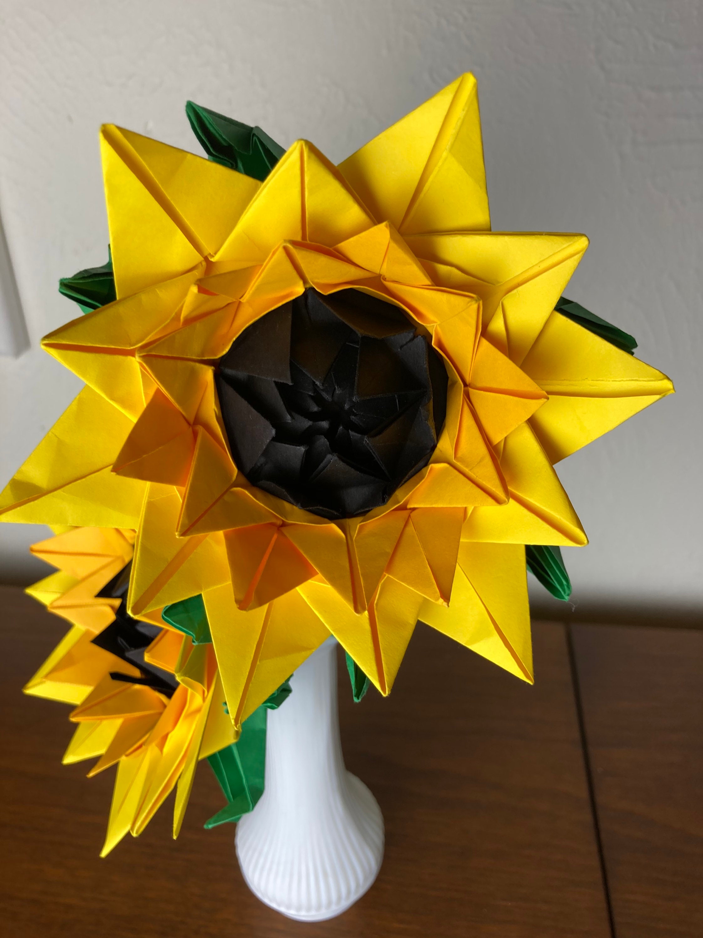 Origami Sunflowers in a white vase Etsy