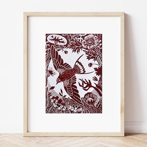 A Coastal Garden - Hand Printed Original Signed Linocut Print