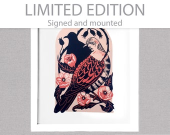 Turtle Dove Linocut Print | Limited Edition Lino Print
