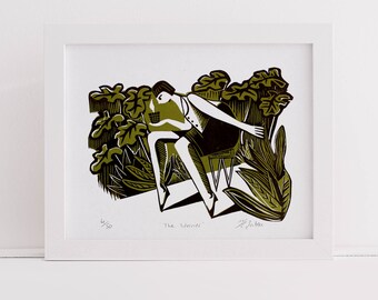 Gardener Linocut Print called The Worrier