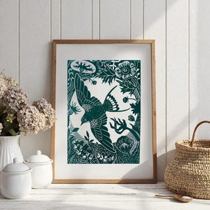 A Coastal Garden - Hand Printed Original Signed Linocut Print