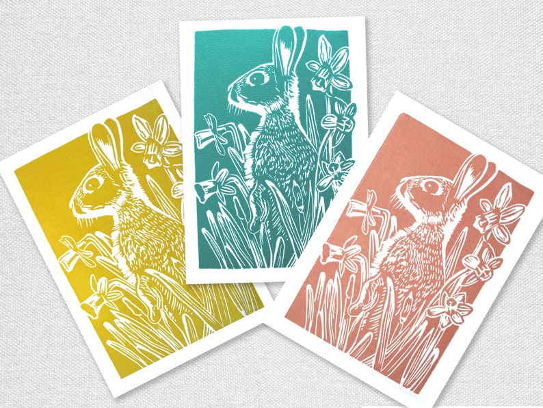 Pack of 3 Easter Greetings Cards featuring a Bunny zdjęcie 9