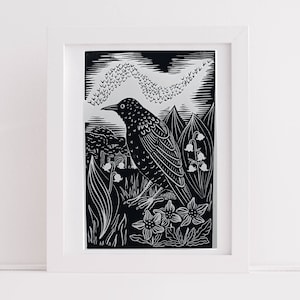 Murmuration - Hand Printed Original Signed Linocut Print