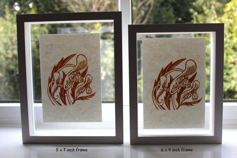 Mini Botanical Linocut Print, Orange Balsam, Wildflower Print image 7