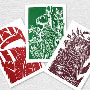 Woodland Animals Greetings Cards featuring a Rabbit, Badger and Hedgehog image 1