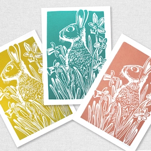 Pack of 3 Easter Greetings Cards featuring a Bunny zdjęcie 1