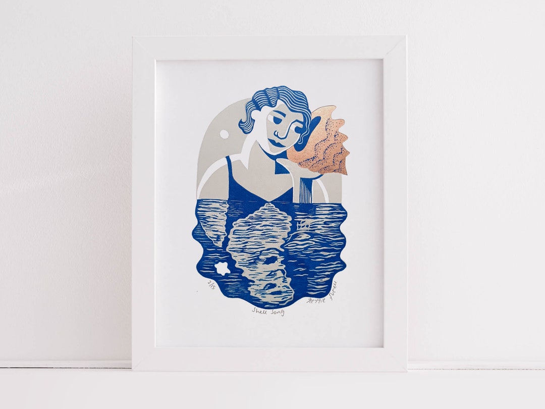 Shell Song - Hand Printed Limited Edition Signed Linocut Print Inspired ...