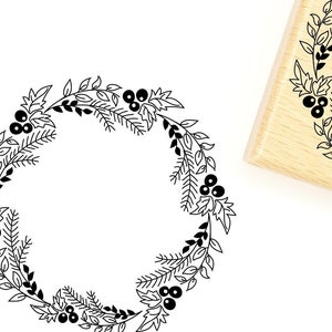 Stempel "Weihnachtskranz" (70 mm) / Motivstempel Weihnachten / Weihnachtsstempel Kranz