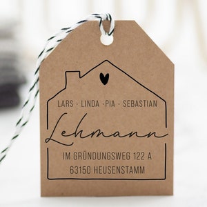 Adressstempel personalisiert mit Haus // individueler Familienstempel // Stempel personalisiert // Motiv Heusenstamm