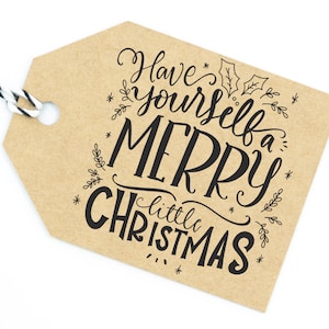 Weihnachtsstempel // Stempel Geschenkanhänger // Holzstempel "Have yourself a merry little christmas" (W006)