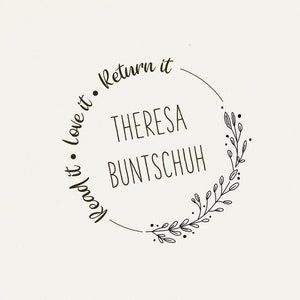 BUCHSTEMPEL Blumenranke // runder Ex Libris-Stempel // personalisierter Stempel // Bucheignerzeichen