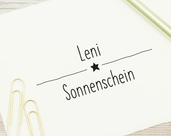 Namensstempel Stern - Schulstempel personalisiert, ca. 50 x 25 mm