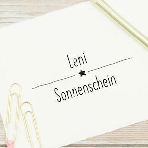 Namensstempel Stern - Schulstempel personalisiert, ca. 50 x 25 mm