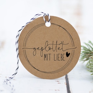 Stempel "geplottet mit Liebe" rund // Holzstempel für Selbstgemachtes // Handmadestempel (HM09)