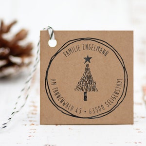 Runder Weihnachtsstempel "Christbaum" // Adressstempel mit Weihnachtmotiv // Holzstempel mit Weihnachtsbaum zu Weihnachten