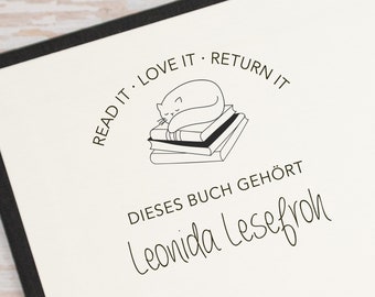 EX LIBRIS STEMPEL // Bücherstempel // personalisierter Stmepel // Bucheignerzeichen "Lesefroh"
